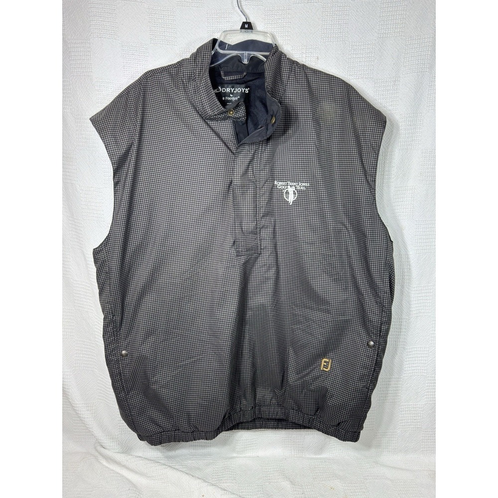 DryJoys FootJoy Mens XL Vest Golf Black Gray Houndstooth Waterproof Lined